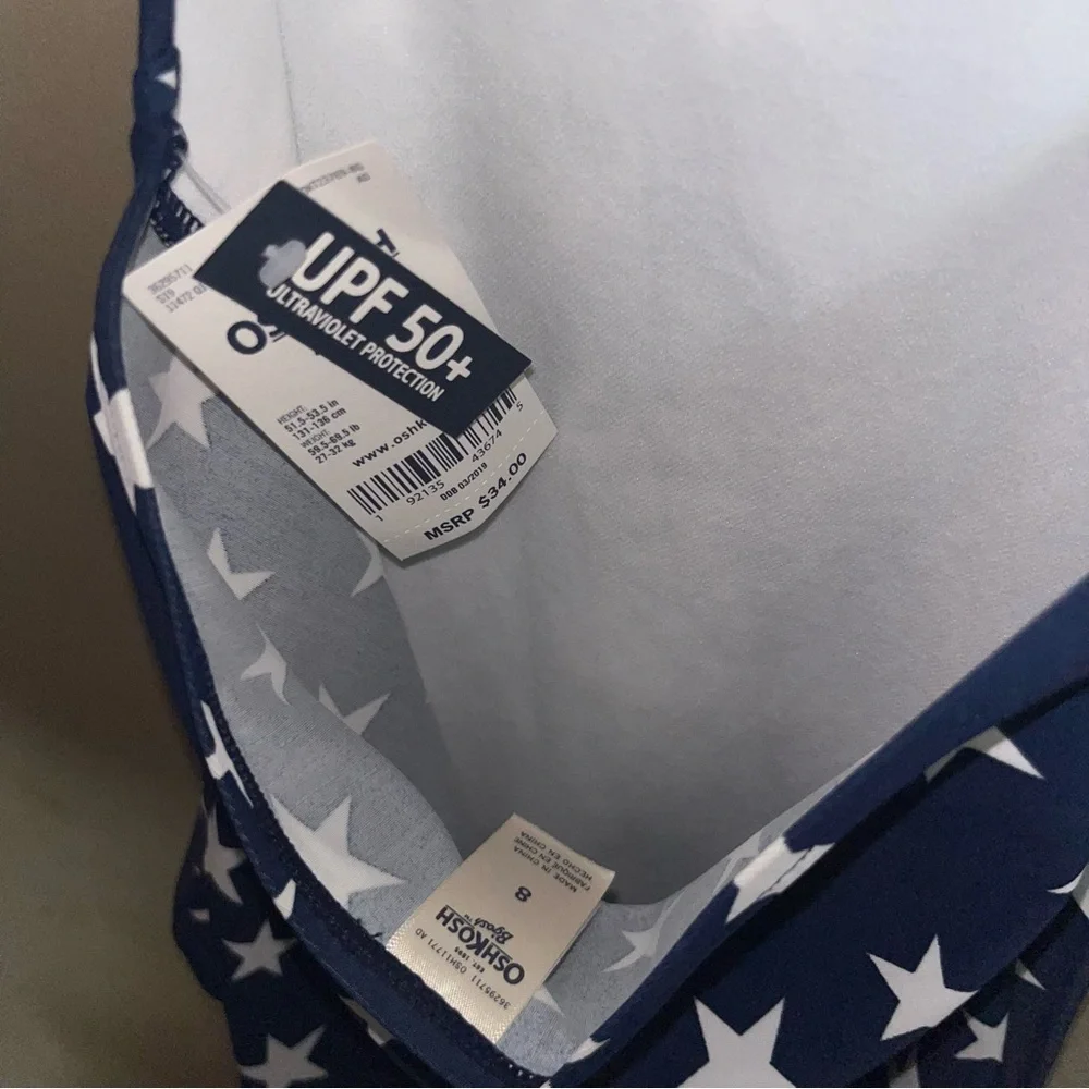 OshKosh Starry Navy and Red One Piece Swimsuit - Picture 3 of 4